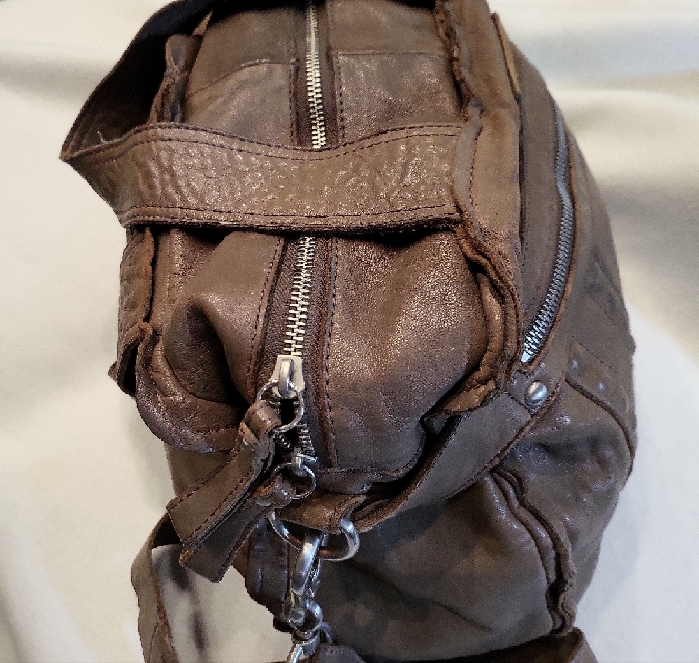 Liebeskind Carla Brown / Gray Genuine Leather Convertible Shoulder Bag Rare - Picture 2 of 12